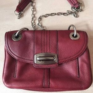 B Makowsky Chicago Crossbody Red Leather Chain